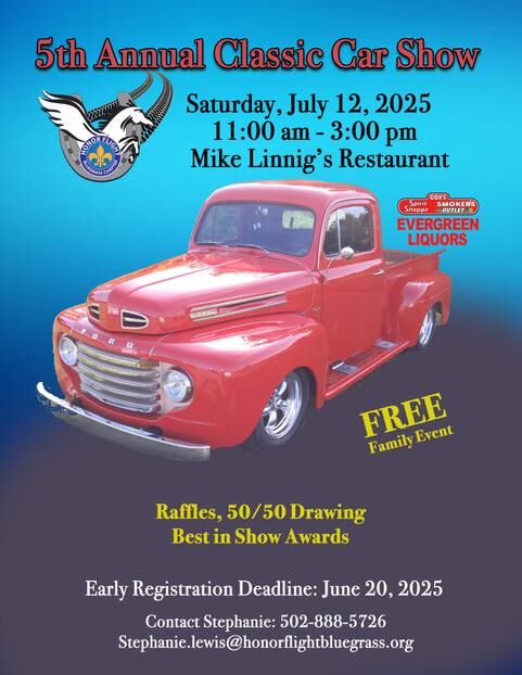Honor Flight Bluegrass Classic Car Show flyer 7-12-25